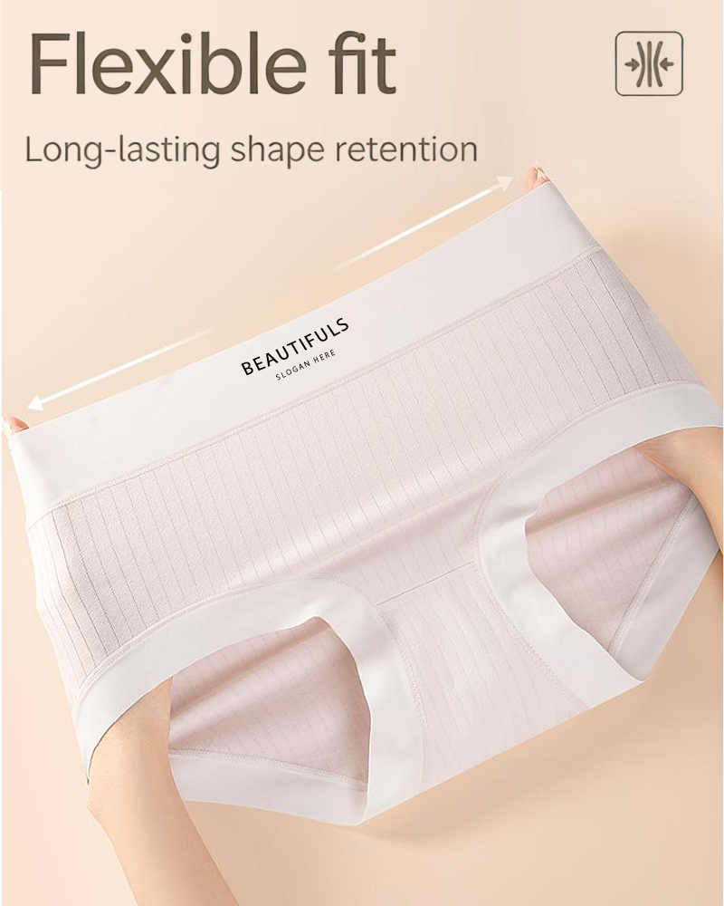 High-Waisted Cotton Antibacterial Underwear – Pack of 4