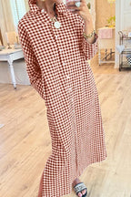 Soft Cotton Gingham Maxi Dress Relaxed Fit Casual Wear