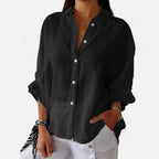 Relaxed Fit Coral Button Up Linen Shirt Lightweight Summer