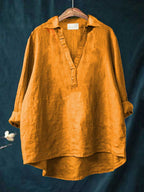 Andrea | Elegant Linen Summer Blouse