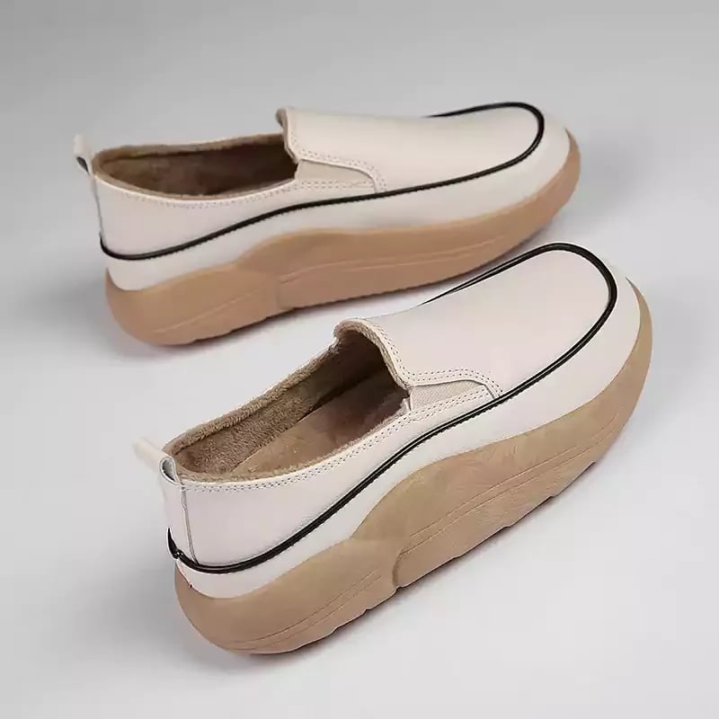 Casual Platform Slip On Loafers Women Green Beige