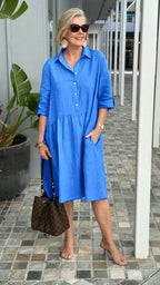 New Women's Cotton Linen Casual Dress