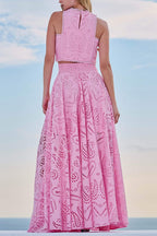 Larissa™ Embroidered Blouse & High-Waisted Maxi Skirt Ensemble