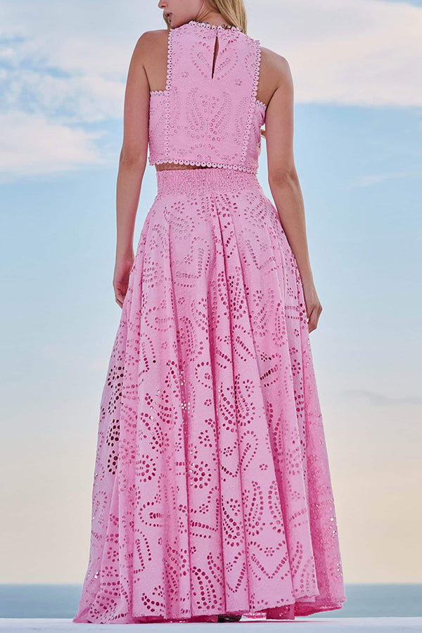 Larissa™ Embroidered Blouse & High-Waisted Maxi Skirt Ensemble
