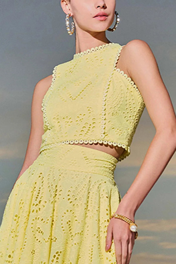 Larissa™ Embroidered Blouse & High-Waisted Maxi Skirt Ensemble