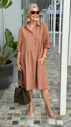 Lightweight Cotton Linen A Line Casual Dress