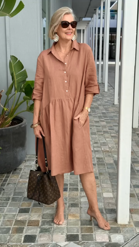 Lightweight Cotton Linen A Line Casual Dress