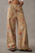 Floral Wide Leg High Waist Casual Pants