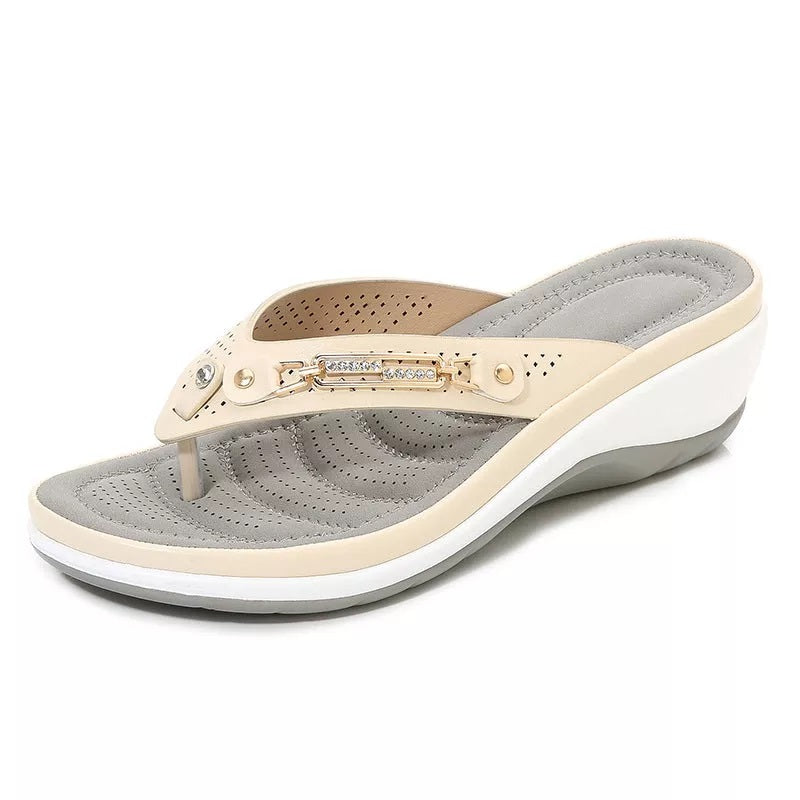 Cushioned Wedge Sandals Women Arch Support Leather