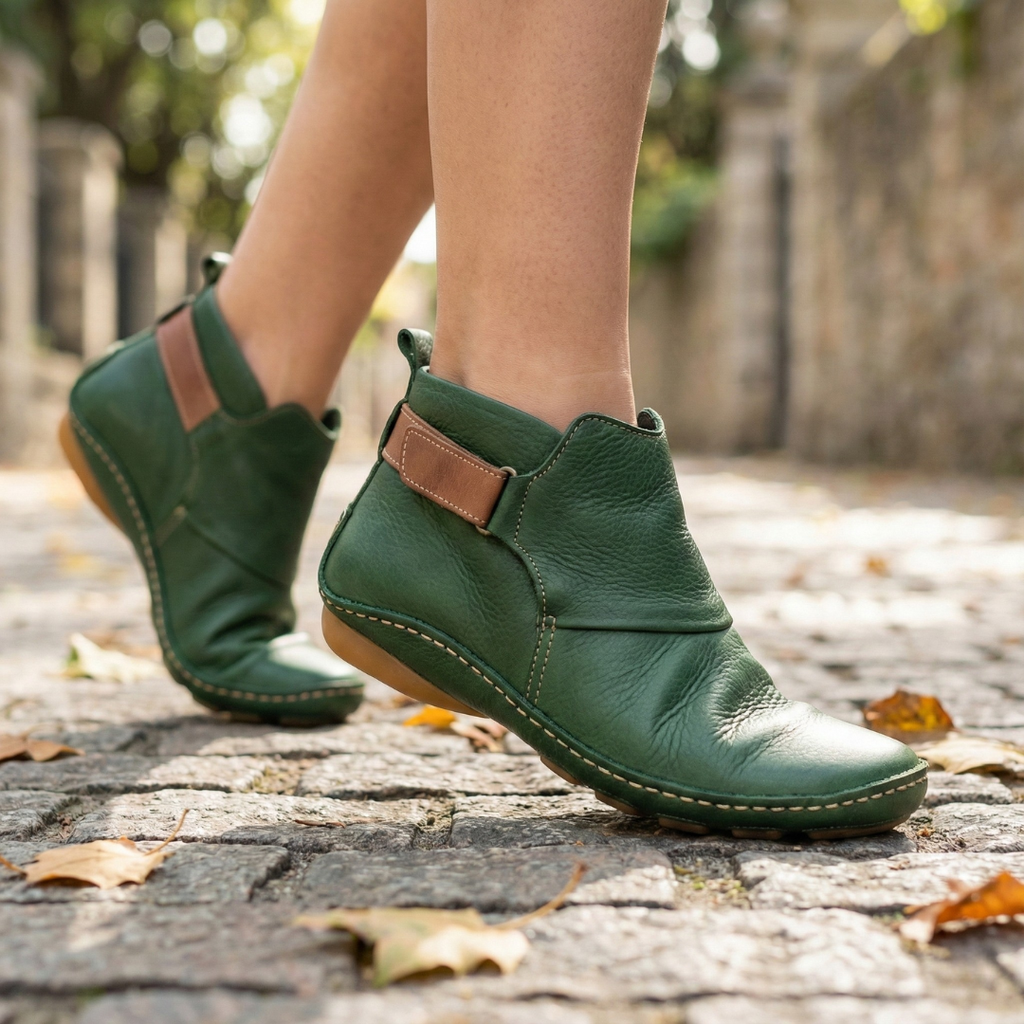 Supportive Leather Ankle Boots Comfortable Fit