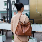 Soft Leather Hobo Tote Bag with Hidden Anti Theft Pocket