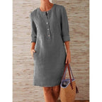 Lightweight Linen Dress Relaxed Fit Breathable Fabric