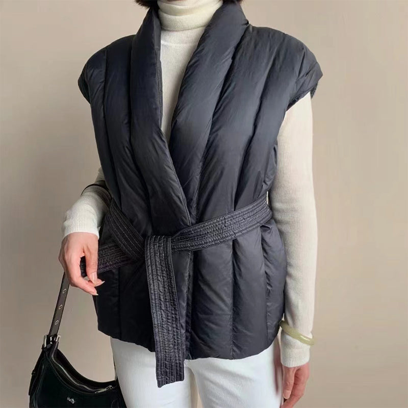 Cherry™ Cozy Belted Wrap Puffer Vest