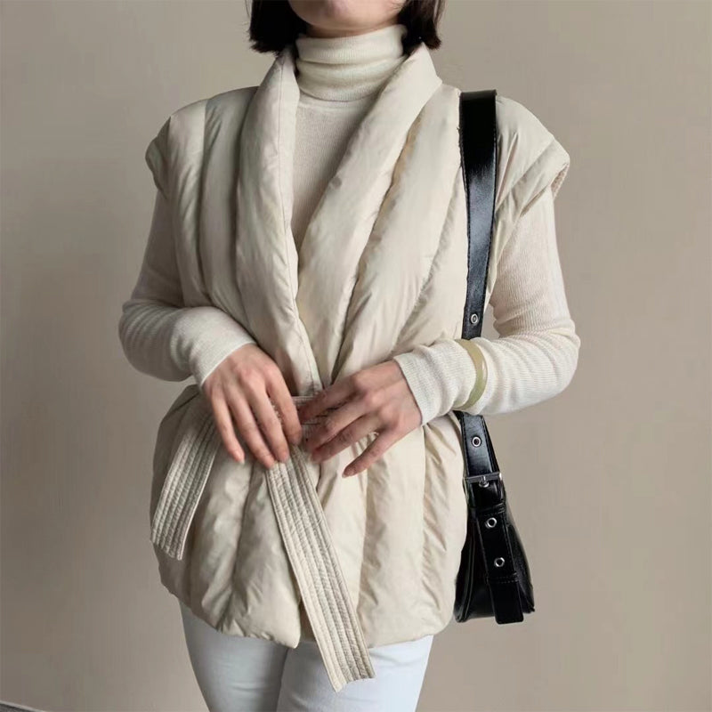 Cherry™ Cozy Belted Wrap Puffer Vest