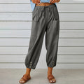 Loose Fit Women's Cropped Cotton Linen Pants Wide Leg
