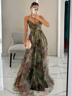 Karen | Painted Floral Print V-Neck Maxi Dress