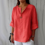 Relaxed Fit Linen Blouse Lightweight Breathable Fabric