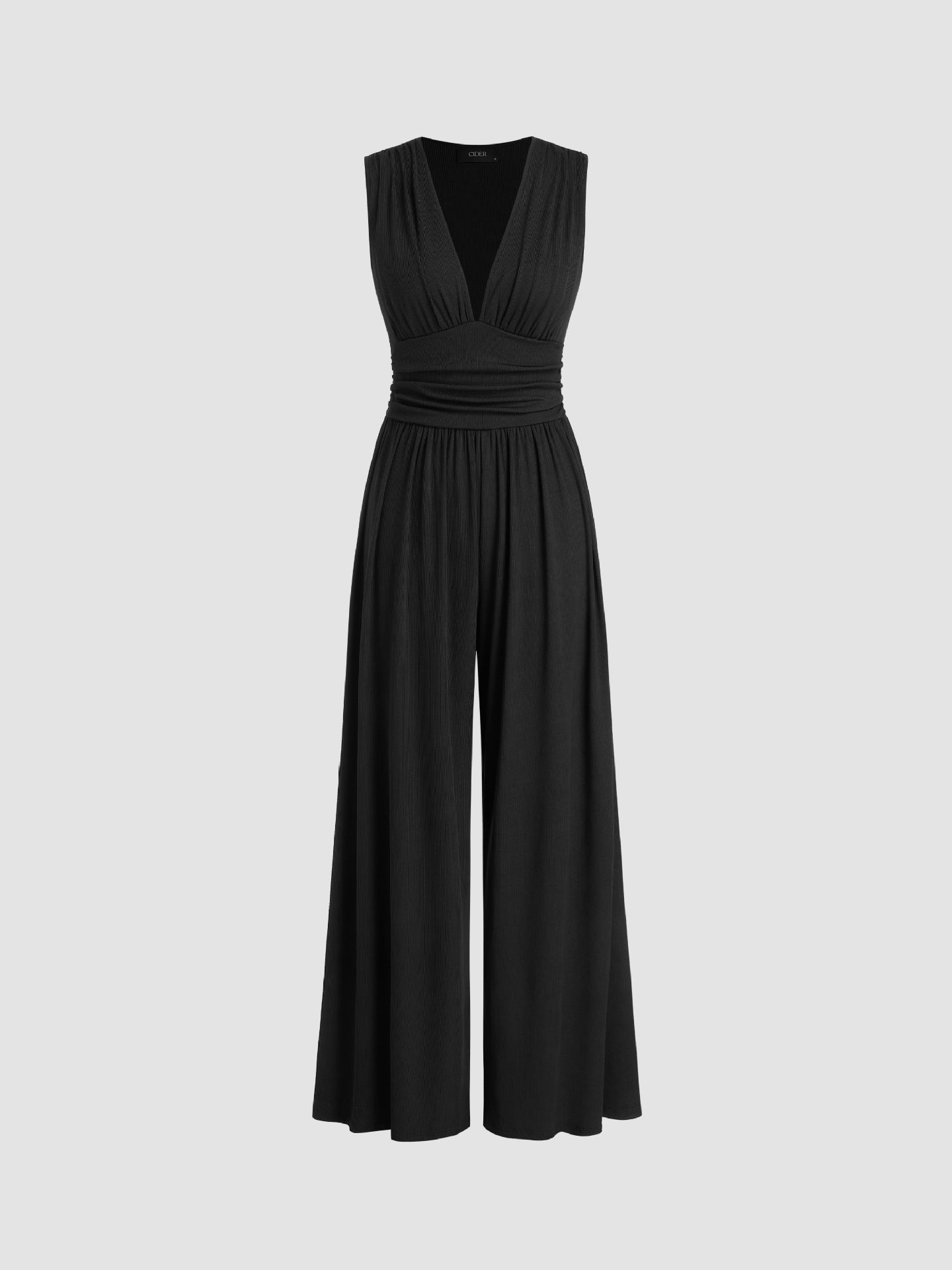Elegant Sleeveless Wide Leg Jumpsuit V Neck