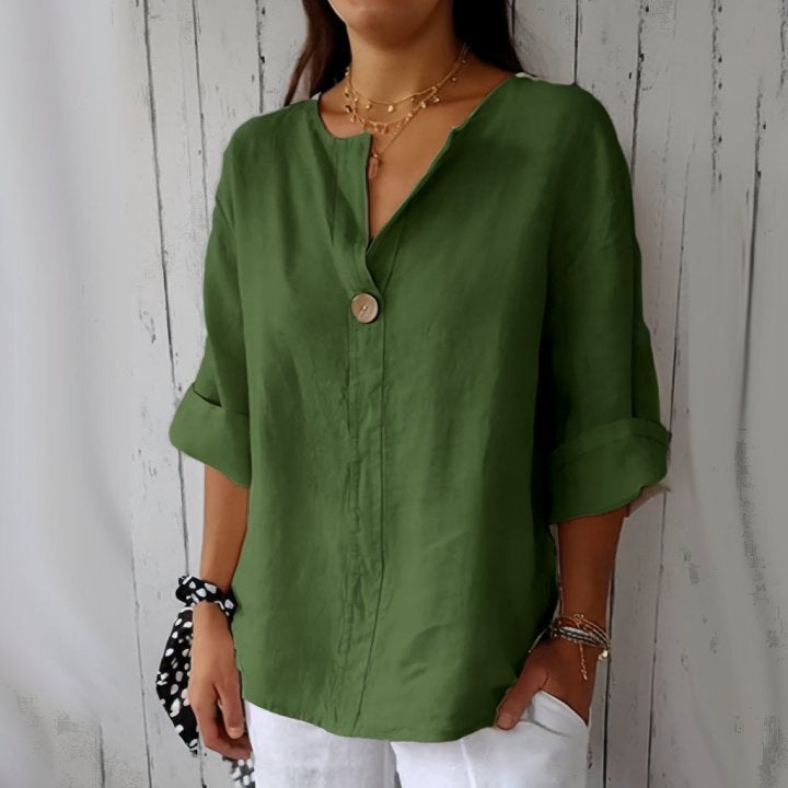 Relaxed Fit Linen Blouse Lightweight Breathable Fabric
