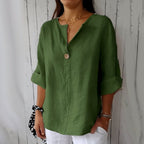 Relaxed Fit Linen Blouse Lightweight Breathable Fabric