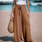 Lightweight Wide Leg Pants Women Comfortable Drawstring Waist