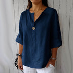 Relaxed Fit Linen Blouse Lightweight Breathable Fabric