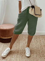 Lightweight Cotton Linen Cropped Pants Relaxed Fit Casual