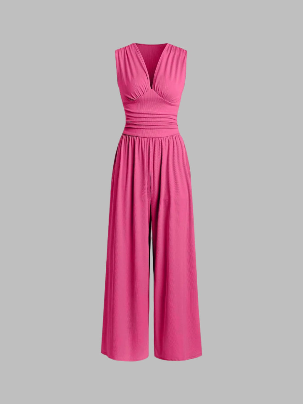 Elegant Sleeveless Wide Leg Jumpsuit V Neck