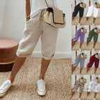 Lightweight Cotton Linen Cropped Pants Relaxed Fit Casual