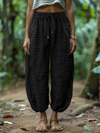 Loose Fit Cotton Drawstring Pants Relaxed Comfort
