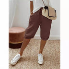Lightweight Cotton Linen Cropped Pants Relaxed Fit Casual