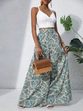 Floral Wide Leg Pants Lightweight High Waist