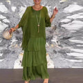 Soft Floral Tiered Maxi Dress Loose Fit Batwing Sleeves