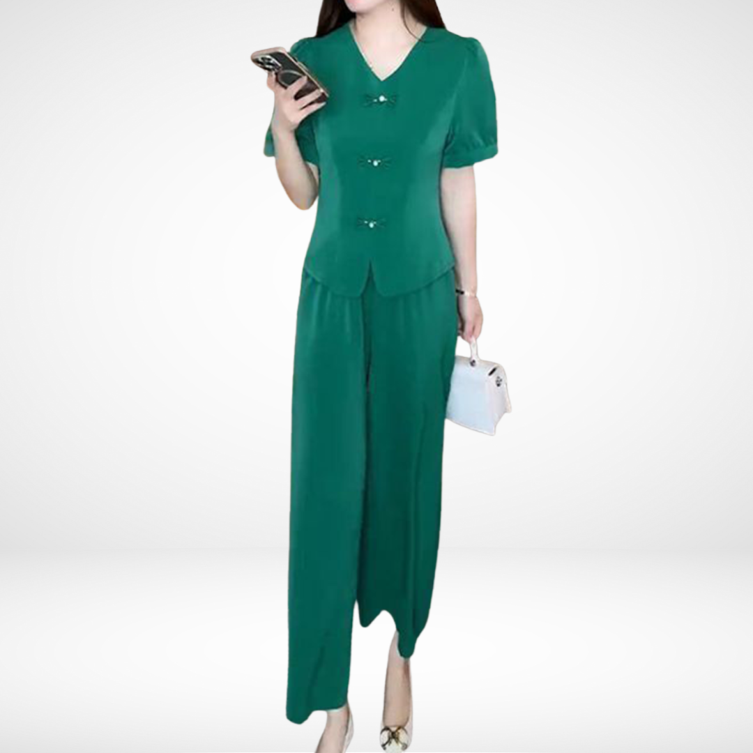 Elsie™ Chic Short-Sleeve Two-Piece Ensemble