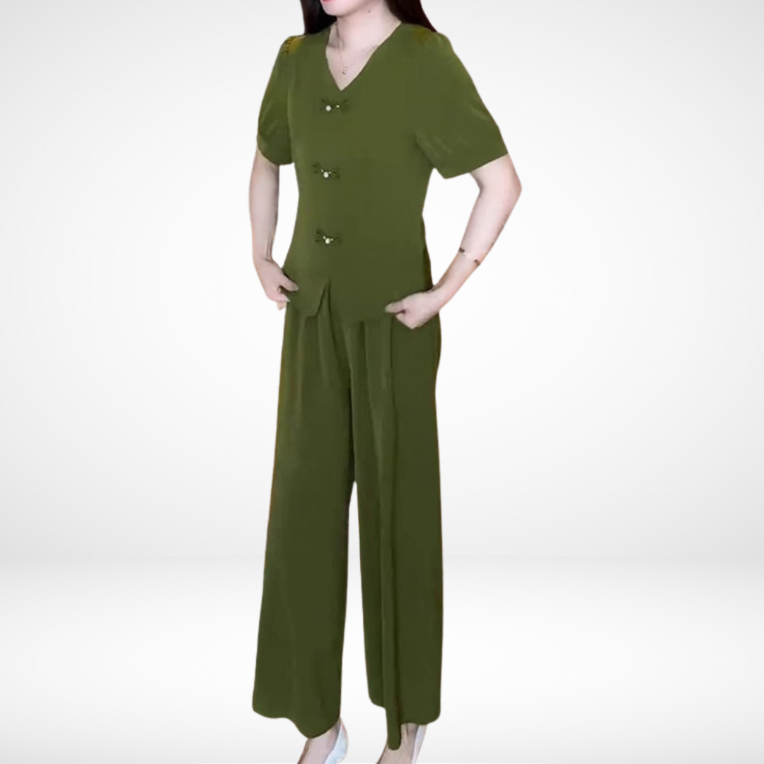 Elsie™ Chic Short-Sleeve Two-Piece Ensemble