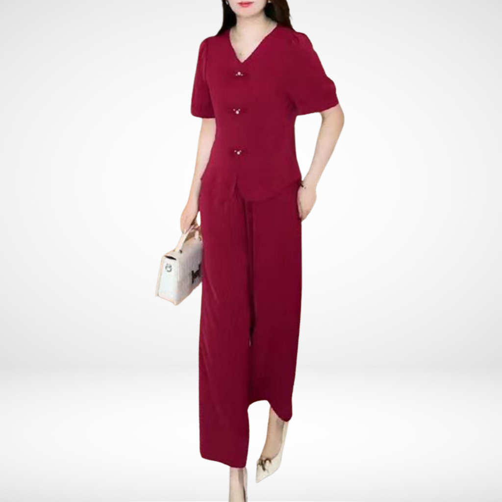 Elsie™ Chic Short-Sleeve Two-Piece Ensemble