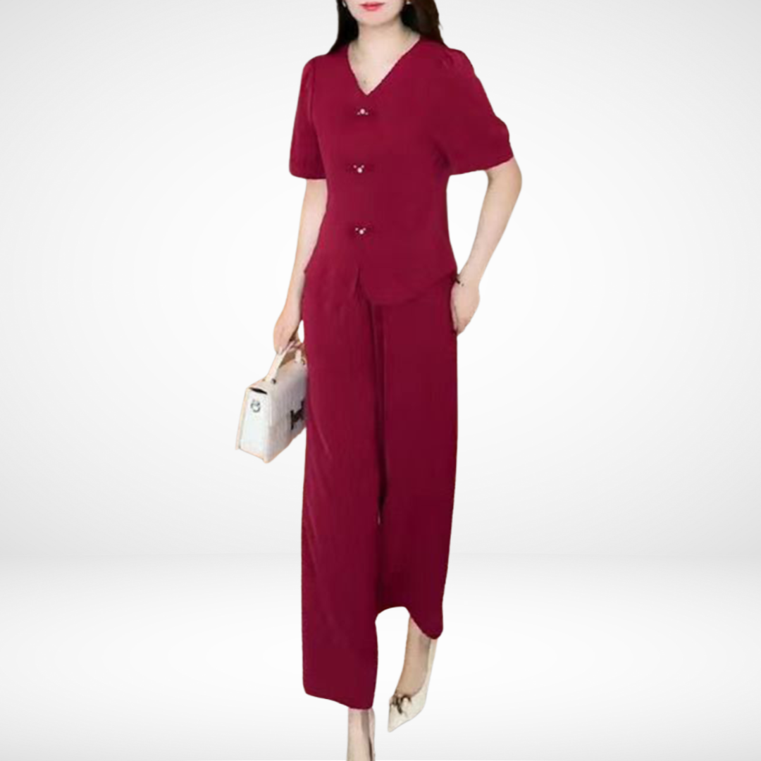 Elsie™ Chic Short-Sleeve Two-Piece Ensemble