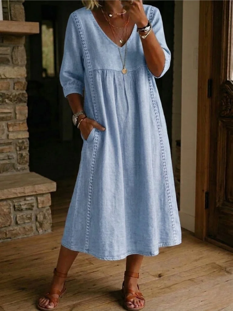 Loose Fit Dress Lightweight Cotton Blend