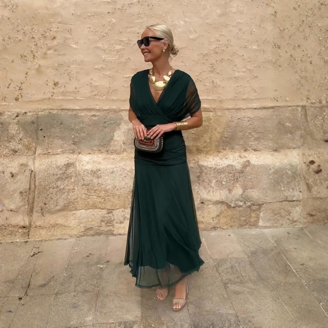 Louise | Chic V-Neck Maxi Dress for Elegant Parties