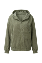Elara | Oversized Corduroy Zip Hoodie Jacket