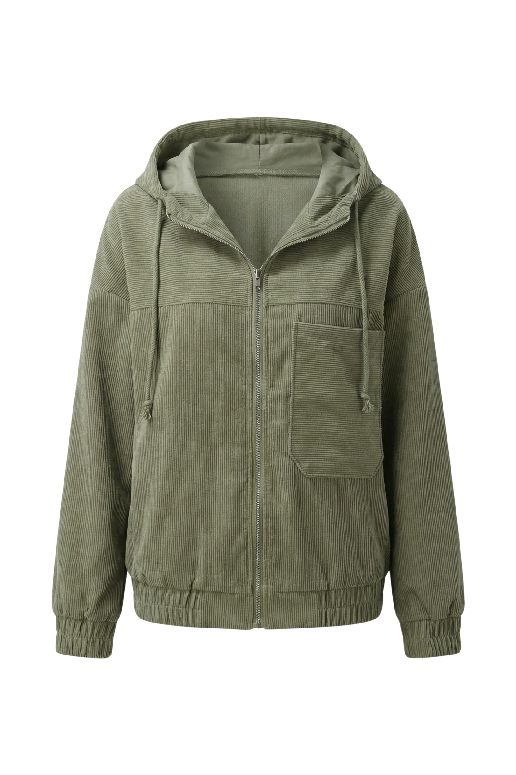 Elara | Oversized Corduroy Zip Hoodie Jacket