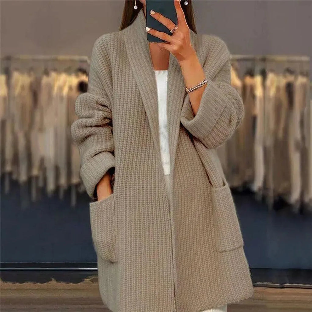 Women’s Oversized Ribbed Shawl Collar Cardigan
