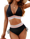 High Waist Bikini Set with Adjustable Fit and Bold Zigzag Detail