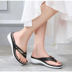 Wedge Heel Women Sandals Metallic Accent Comfortable Fit