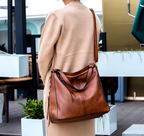 Soft Leather Hobo Tote Bag with Hidden Anti Theft Pocket