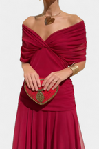 Elegant Knee Length Dress Deep V Neck Ruched Waist
