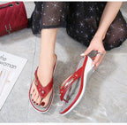 Wedge Heel Women Sandals Metallic Accent Comfortable Fit