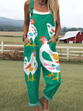 Playful Chicken-Themed Overalls