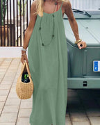 Adjustable Strap Maxi Dress Lightweight Flowing Fit