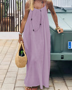 Adjustable Strap Maxi Dress Lightweight Flowing Fit